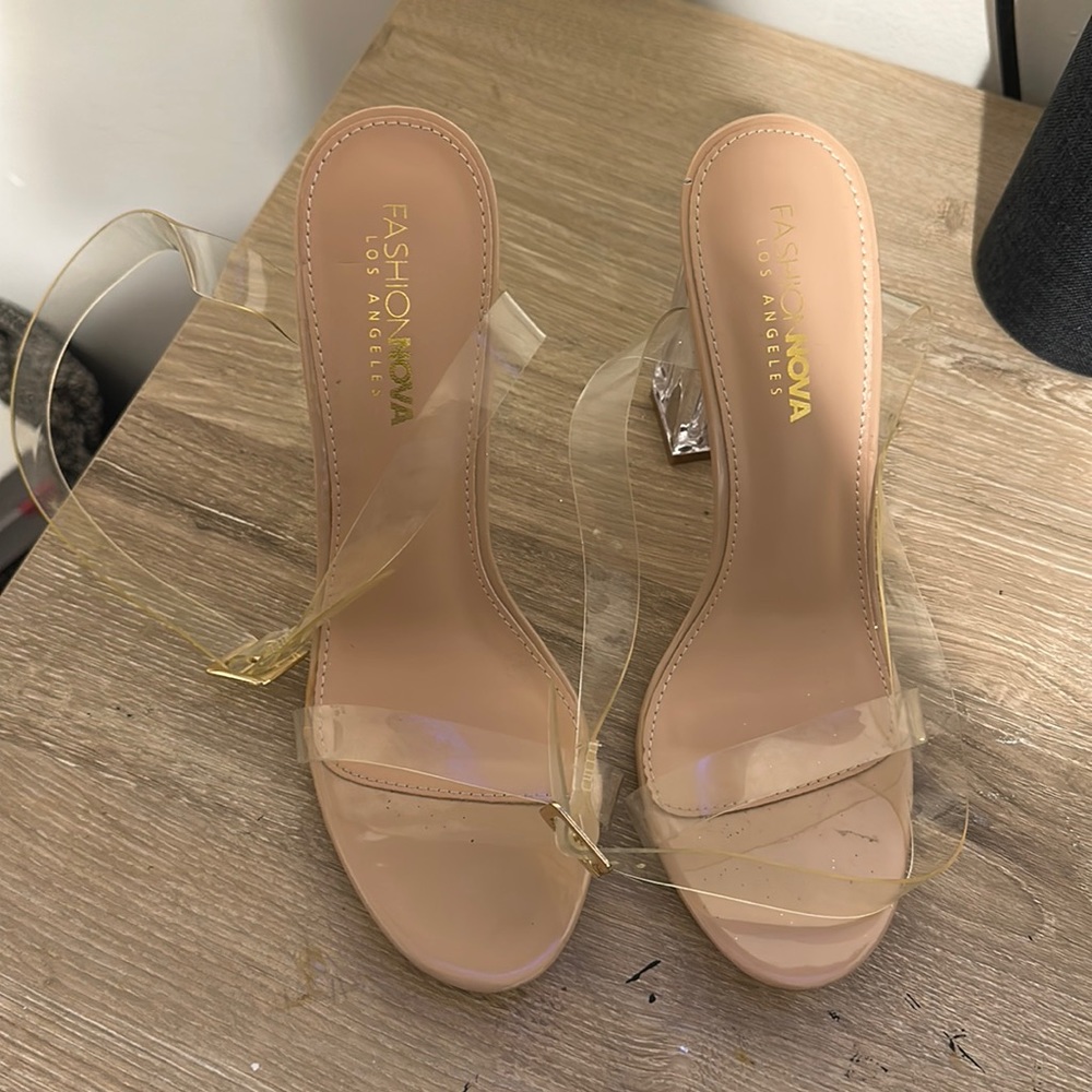 Clear and nude heels